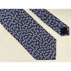 SCAPPINO ITALY SILK TIE BLUE GRAY SIMPLE FLORAL FOULARD 4" X 59"